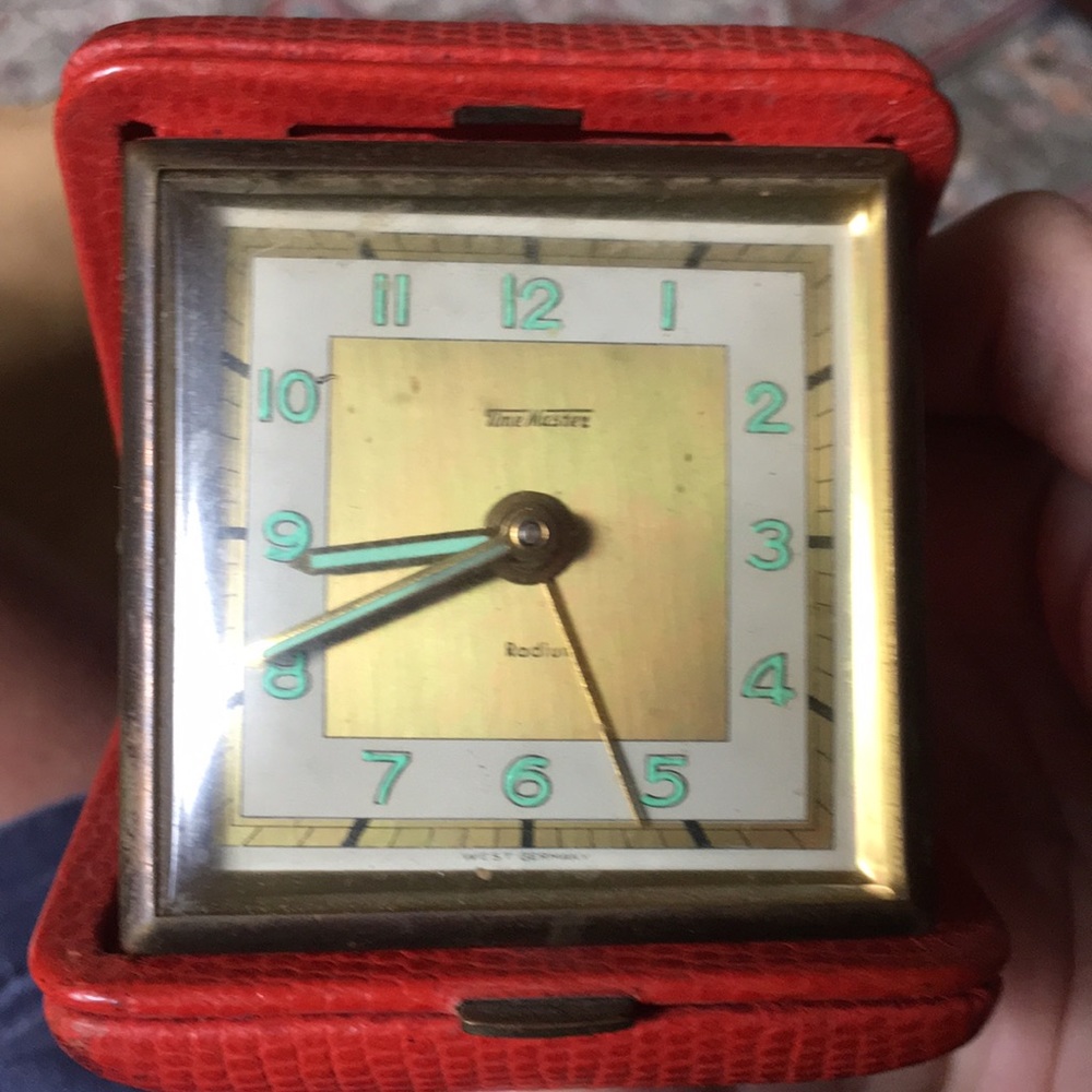 Vintage Time Master radium travel clock